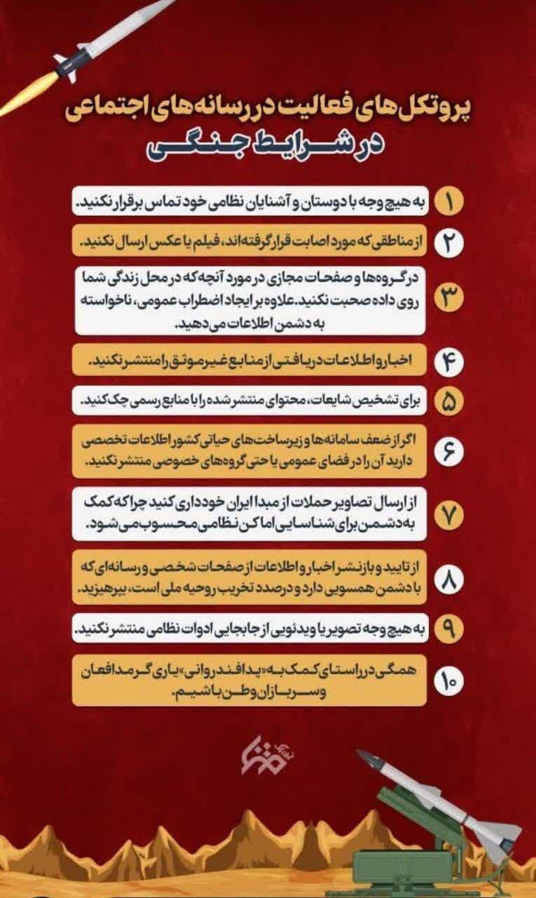 پروتکل فعالیت رسانه ها در شرایط جنگی